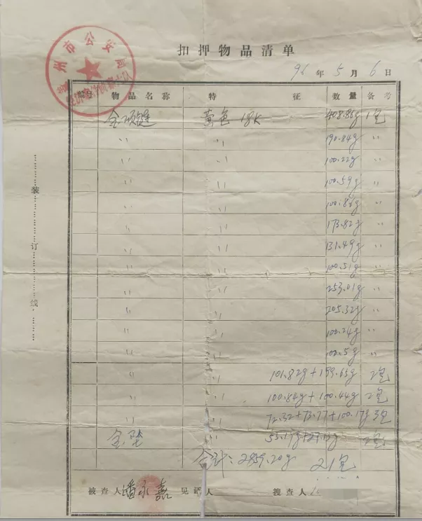 近3千克黄金制品被警方扣押30年 公安约当事人面谈